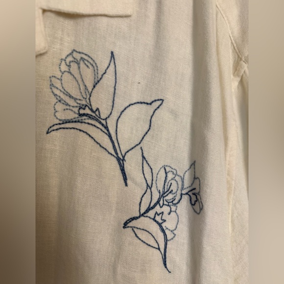 Abercrombie & Fitch White Linen Blend Shirt with Amalfi Coast Embroidery - Picture 4 of 6